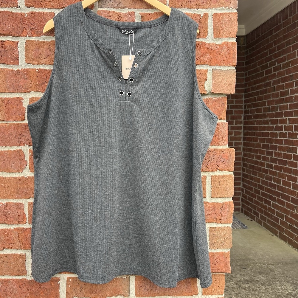 Bloomchic Womens Charcoal Sleeveless Tank Top  Plus Size 22-24